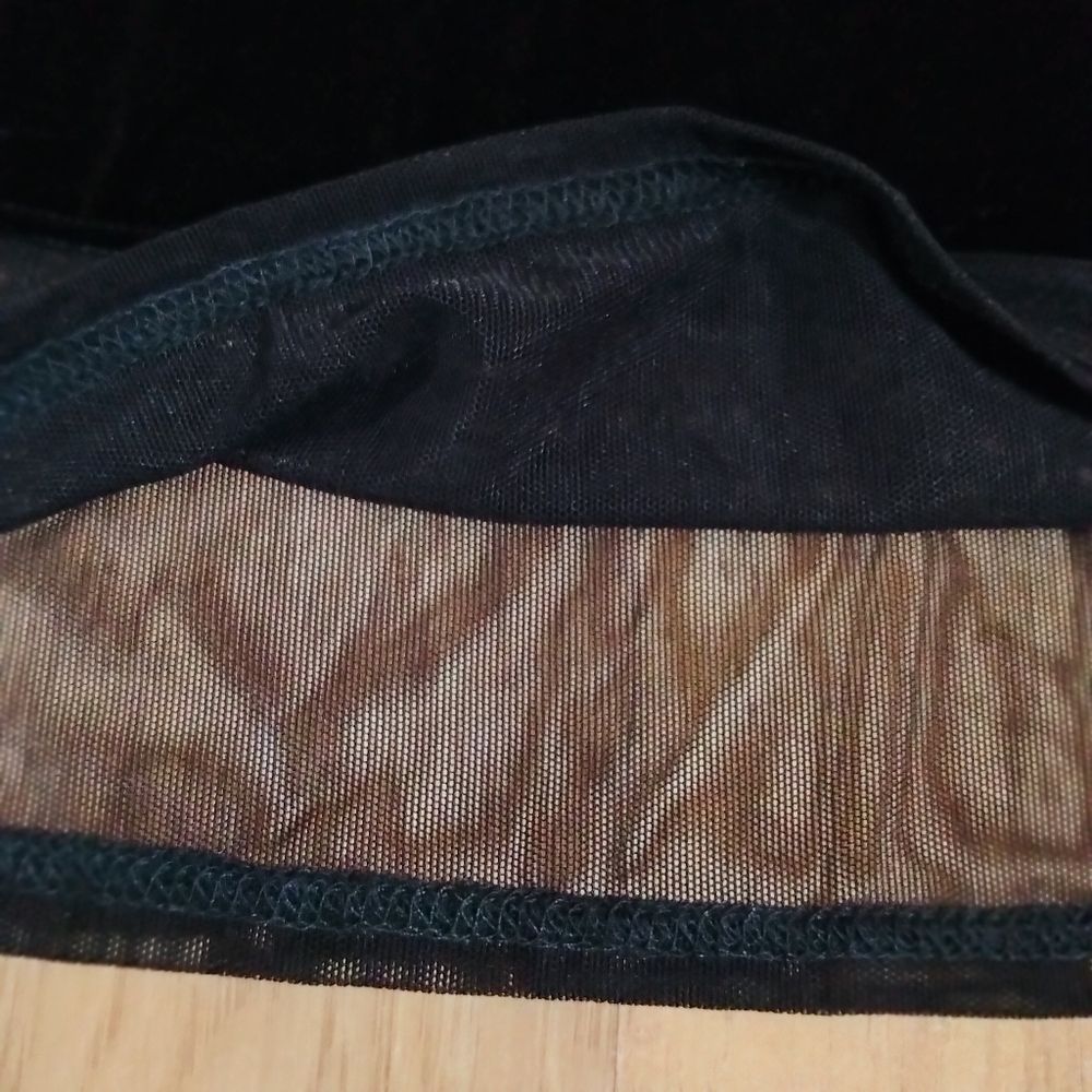 Velvet & Mesh Sexy Cutout Top - Picture 2 of 6